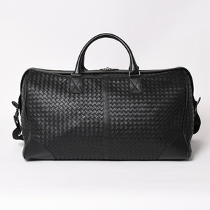 BOTTEGA VENETA Intrecciato Boston Bag Leather 2WAY Black Good Condition Used 4a003838