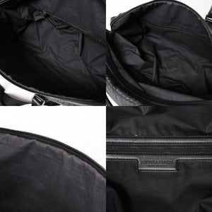 BOTTEGA VENETA Intrecciato Boston Bag Leather 2WAY Black Good Condition Used 4a003838