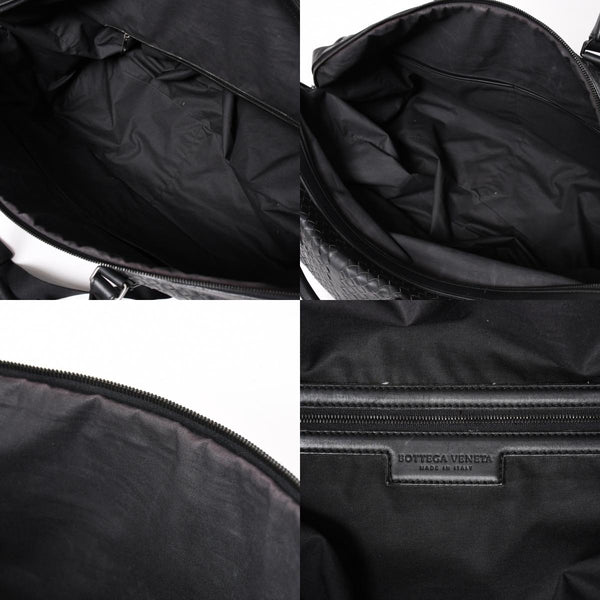 BOTTEGA VENETA Intrecciato Boston Bag Leather 2WAY Black Good Condition Used 4a003838