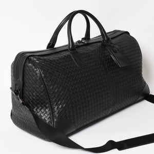 BOTTEGA VENETA Intrecciato Boston Bag Leather 2WAY Black Good Condition Used 4a003838