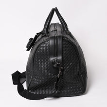 画像をギャラリービューアに読み込む, BOTTEGA VENETA ボッテガヴェネタ イントレチャート ボストンバッグ レザー 2WAY ブラック 美品 中古 4a003838