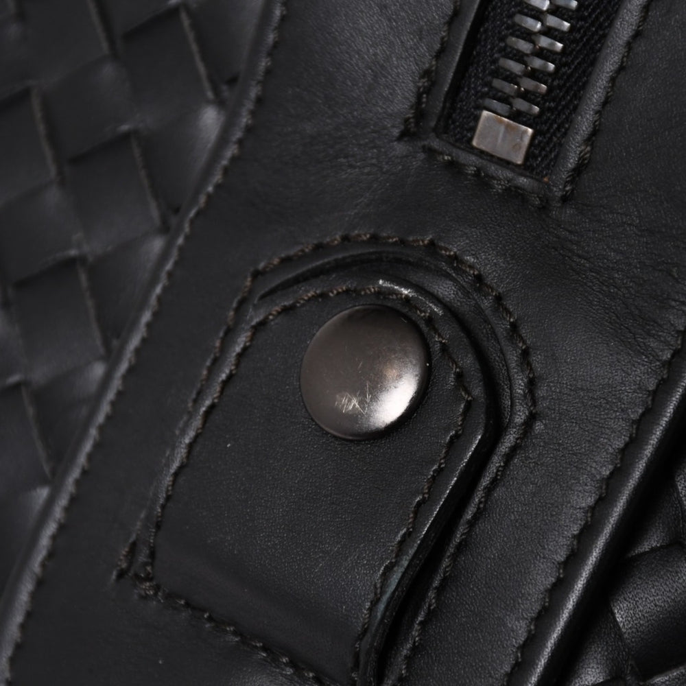 BOTTEGA VENETA Intrecciato Boston Bag Leather 2WAY Black Good Condition Used 4a003838