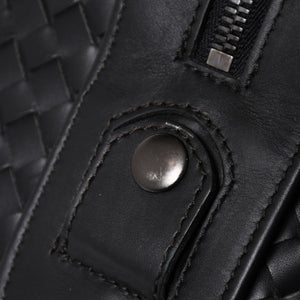 BOTTEGA VENETA Intrecciato Boston Bag Leather 2WAY Black Good Condition Used 4a003838