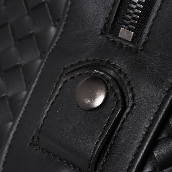 BOTTEGA VENETA Intrecciato Boston Bag Leather 2WAY Black Good Condition Used 4a003838