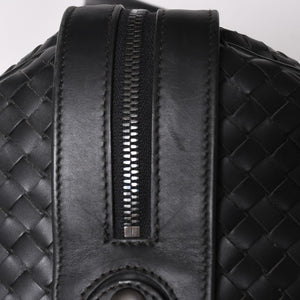BOTTEGA VENETA Intrecciato Boston Bag Leather 2WAY Black Good Condition Used 4a003838