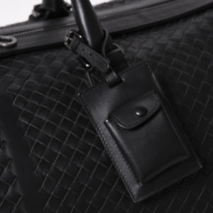 BOTTEGA VENETA Intrecciato Boston Bag Leather 2WAY Black Good Condition Used 4a003838