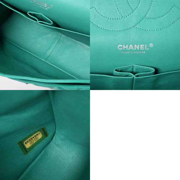 新品同様 CHANEL シャネル デカマトラッセ30 グリーン Wフラップ Wチェーンショルダーバッグ A58600 16番台 ココマーク ラムスキン 中古 4a003840