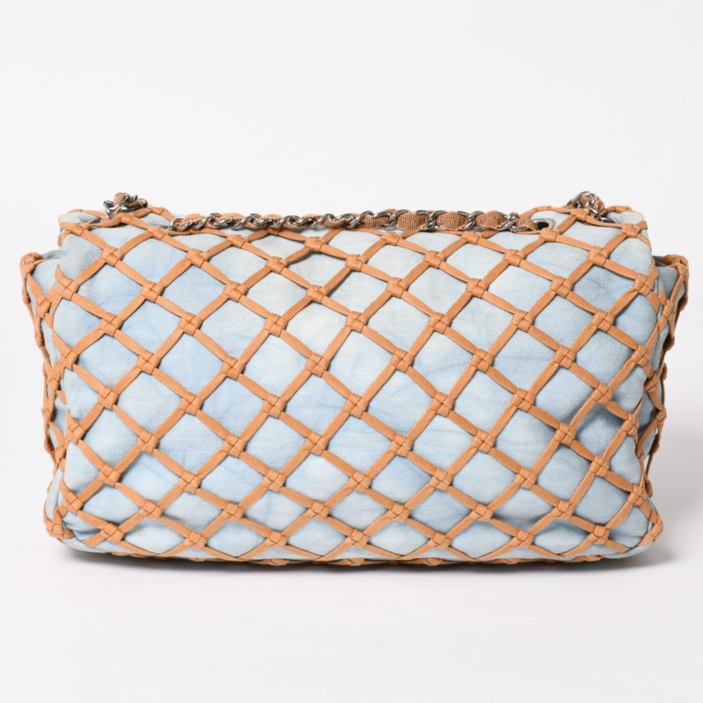 CHANEL CHANEL Deca Matelasse 30 S Flap W Chain Shoulder Bag No. 14 Coco Mark Denim Braided Blue Good Condition Used 4a003841