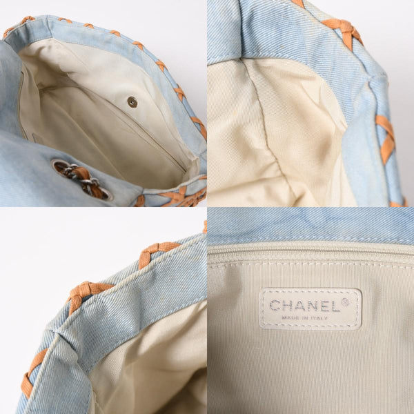 CHANEL シャネル デカマトラッセ30 Sフラップ Wチェーンショルダーバッグ 14番台 ココマーク デニム 編み込み ブルー 美品 中古 4a003841