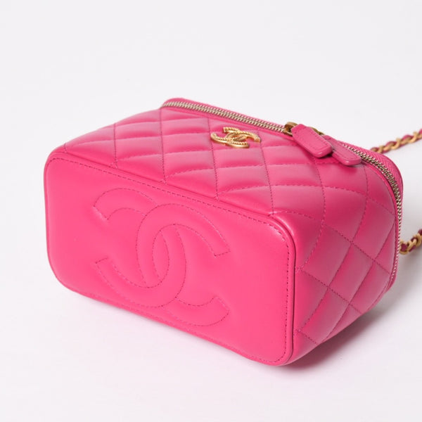 Very Good Condition CHANEL Vanity Chain Shoulder Bag AP1341 Random Number Coco Mark Lambskin Pink Gold Hardware Used 4a003842