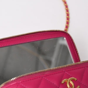Very Good Condition CHANEL Vanity Chain Shoulder Bag AP1341 Random Number Coco Mark Lambskin Pink Gold Hardware Used 4a003842