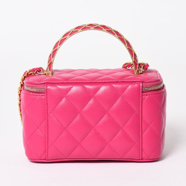 Very Good Condition CHANEL Vanity Chain Shoulder Bag AP1341 Random Number Coco Mark Lambskin Pink Gold Hardware Used 4a003842
