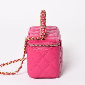 Very Good Condition CHANEL Vanity Chain Shoulder Bag AP1341 Random Number Coco Mark Lambskin Pink Gold Hardware Used 4a003842