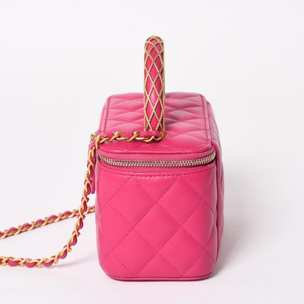 Very Good Condition CHANEL Vanity Chain Shoulder Bag AP1341 Random Number Coco Mark Lambskin Pink Gold Hardware Used 4a003842