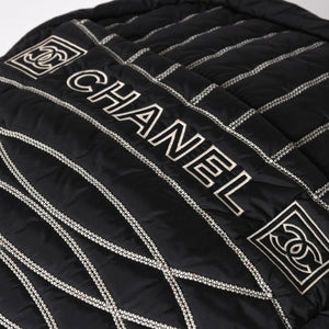 CHANEL CHANEL Sportsline Backpack Rucksack No. 10 Here Mark Nylon Stitch Black White Good Condition Used 4a003832