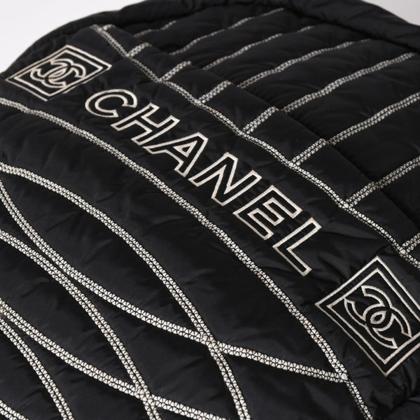 CHANEL CHANEL Sportsline Backpack Rucksack No. 10 Here Mark Nylon Stitch Black White Good Condition Used 4a003832
