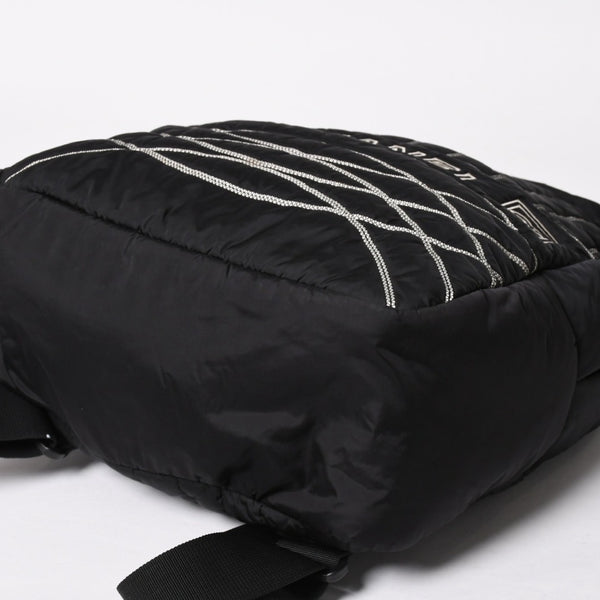 CHANEL CHANEL Sportsline Backpack Rucksack No. 10 Here Mark Nylon Stitch Black White Good Condition Used 4a003832