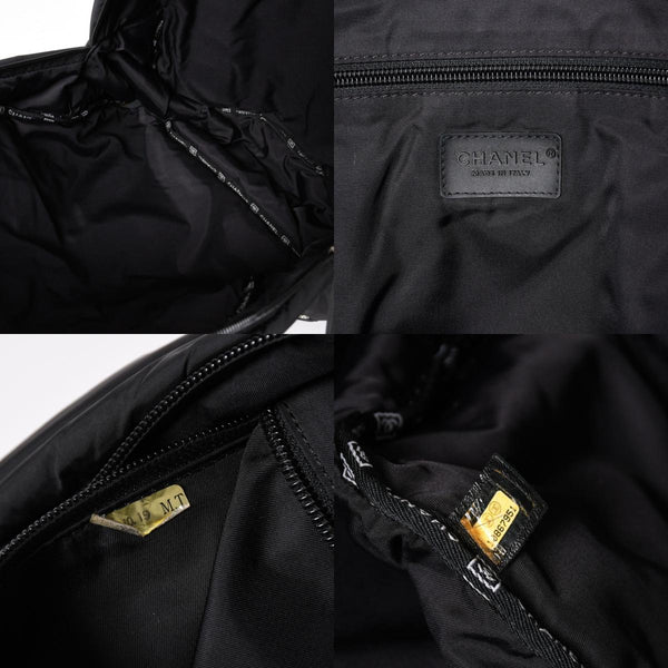 CHANEL CHANEL Sportsline Backpack Rucksack No. 10 Here Mark Nylon Stitch Black White Good Condition Used 4a003832