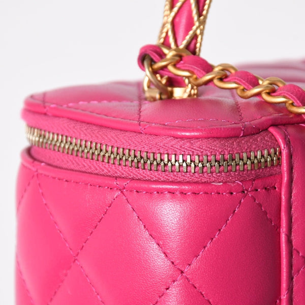 Very Good Condition CHANEL Vanity Chain Shoulder Bag AP1341 Random Number Coco Mark Lambskin Pink Gold Hardware Used 4a003842