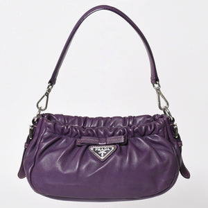 PRADA One shoulder bag BR3927 Triangle logo plate Triangle plate Nappa leather Purple Silver hardware Good condition Used 4a003488