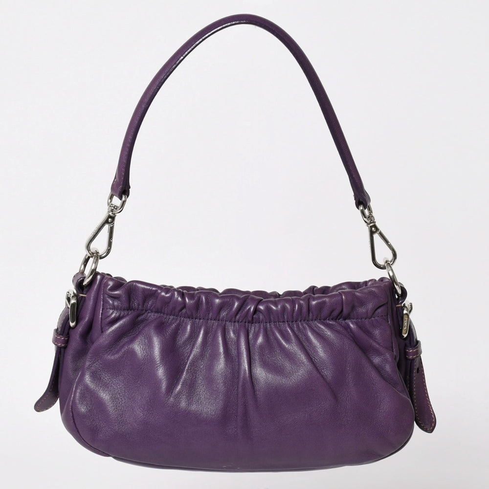 PRADA プラダ ワンショルダーバッグ BR3927 トライアングルロゴプレート 三角プレート ナッパレザー パープル シルバー金具 美品 中古 4a003488