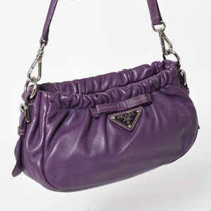 PRADA One shoulder bag BR3927 Triangle logo plate Triangle plate Nappa leather Purple Silver hardware Good condition Used 4a003488