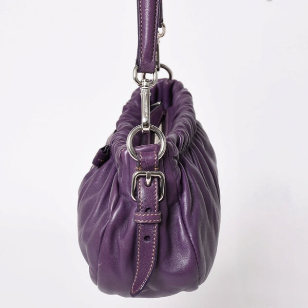 PRADA One shoulder bag BR3927 Triangle logo plate Triangle plate Nappa leather Purple Silver hardware Good condition Used 4a003488