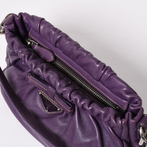 PRADA One shoulder bag BR3927 Triangle logo plate Triangle plate Nappa leather Purple Silver hardware Good condition Used 4a003488