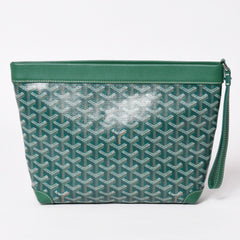 Like new GOYARD Conti pouch CONTIPPMLTY09CL09P clutch bag green PVC leather silver hardware used 4a003845
