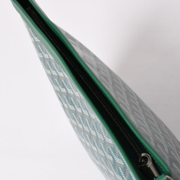 Like new GOYARD Conti pouch CONTIPPMLTY09CL09P clutch bag green PVC leather silver hardware used 4a003845