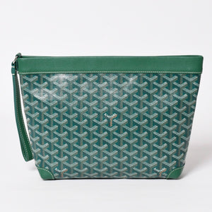 Like new GOYARD Conti pouch CONTIPPMLTY09CL09P clutch bag green PVC leather silver hardware used 4a003845