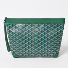 画像をギャラリービューアに読み込む, 新品同様 GOYARD ゴヤール コンティポーチ CONTIPPMLTY09CL09P クラッチバッグ グリーン PVC レザー シルバー金具 中古 4a003845
