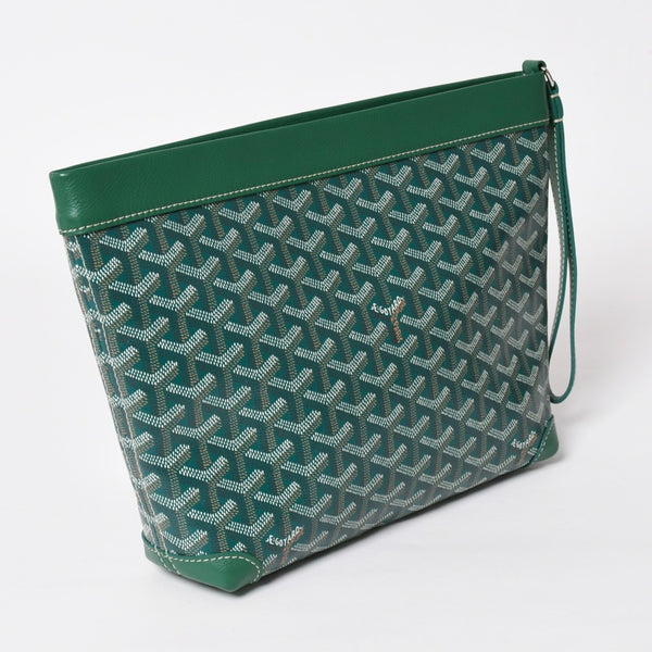 Like new GOYARD Conti pouch CONTIPPMLTY09CL09P clutch bag green PVC leather silver hardware used 4a003845