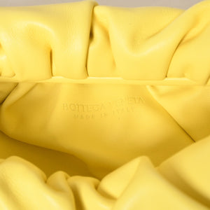 BOTTEGA VENETA The Shoulder Pouch One Shoulder Bag Handbag Lambskin Yellow Pleated B09032919V Good Condition Used 4a003695