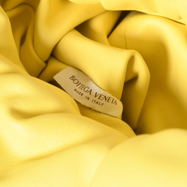 BOTTEGA VENETA The Shoulder Pouch One Shoulder Bag Handbag Lambskin Yellow Pleated B09032919V Good Condition Used 4a003695