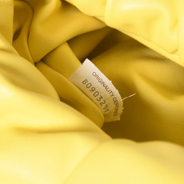 BOTTEGA VENETA The Shoulder Pouch One Shoulder Bag Handbag Lambskin Yellow Pleated B09032919V Good Condition Used 4a003695