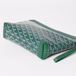Like new GOYARD Conti pouch CONTIPPMLTY09CL09P clutch bag green PVC leather silver hardware used 4a003845