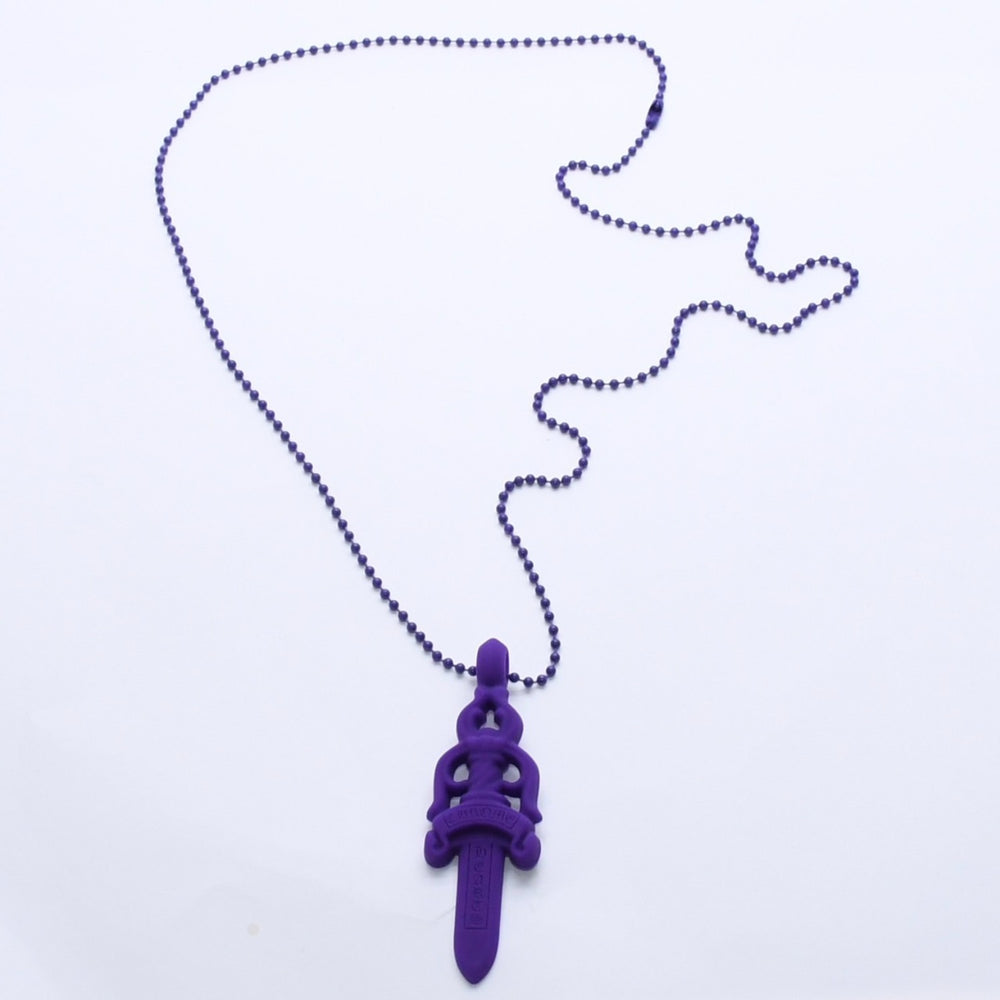 New and unused CHROME HEARTS Silichrome Dagger Pendant Purple Dagger Necklace Accessory Silicone Ball Chain Used 4a003849