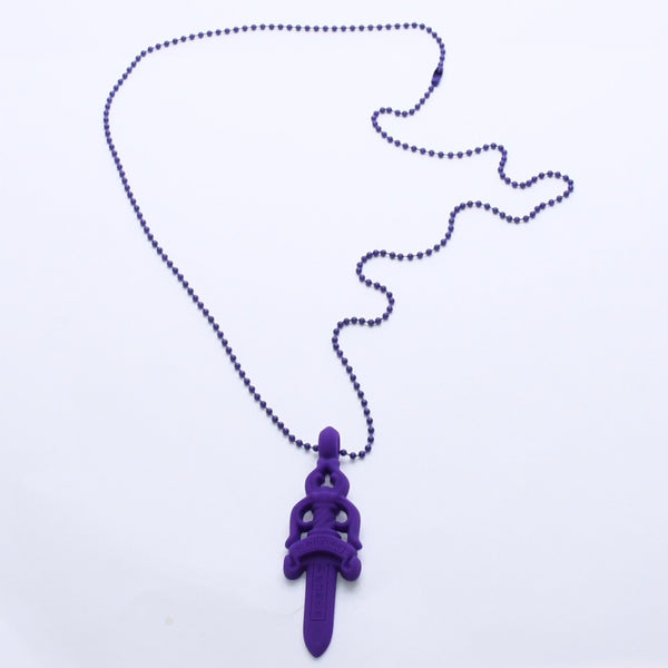 New and unused CHROME HEARTS Silichrome Dagger Pendant Purple Dagger Necklace Accessory Silicone Ball Chain Used 4a003849