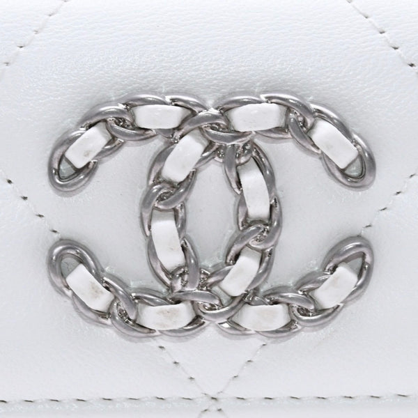 極美品 CHANEL シャネル CHANEL 19 スモールフラップウォレット 三つ折り財布 AP1064 32番台 ココマーク ラムスキン ホワイト 中古 4a003636