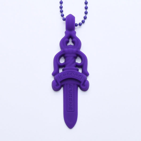 New and unused CHROME HEARTS Silichrome Dagger Pendant Purple Dagger Necklace Accessory Silicone Ball Chain Used 4a003849