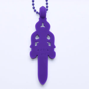 New and unused CHROME HEARTS Silichrome Dagger Pendant Purple Dagger Necklace Accessory Silicone Ball Chain Used 4a003849