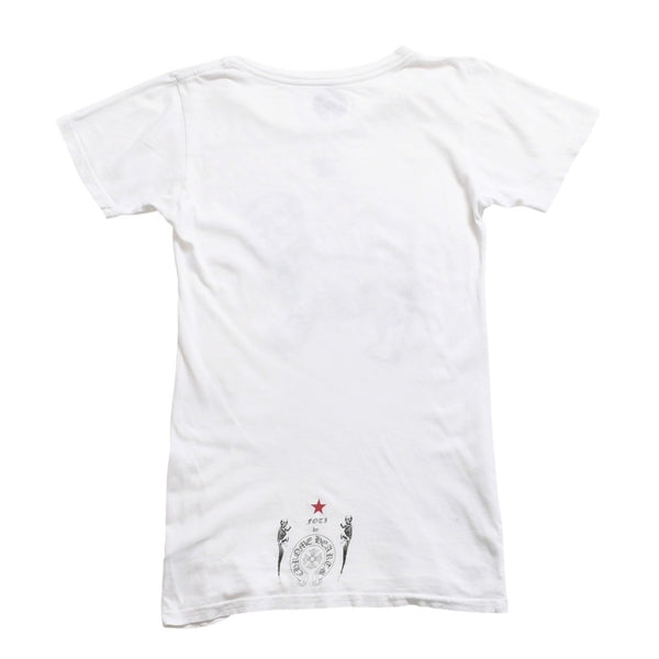 CHROME HEARTS クロムハーツ Joe Foti Dog Star Skull Tee ホースシュー CHプラス ホワイト Tシャツ Sサイズ スカルフェイス ドッグプリント スター 良品 中古 4a003851
