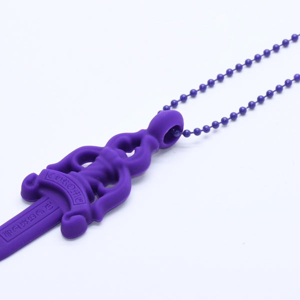 New and unused CHROME HEARTS Silichrome Dagger Pendant Purple Dagger Necklace Accessory Silicone Ball Chain Used 4a003849