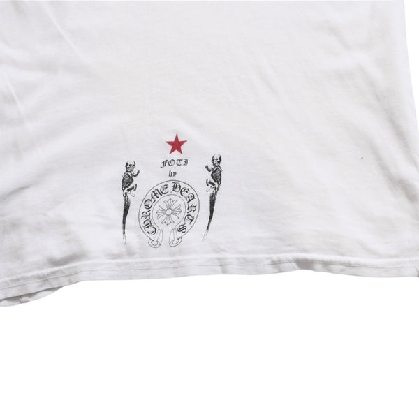 CHROME HEARTS クロムハーツ Joe Foti Dog Star Skull Tee ホースシュー CHプラス ホワイト Tシャツ Sサイズ スカルフェイス ドッグプリント スター 良品 中古 4a003851