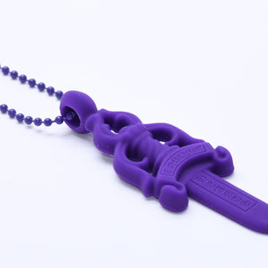 New and unused CHROME HEARTS Silichrome Dagger Pendant Purple Dagger Necklace Accessory Silicone Ball Chain Used 4a003849