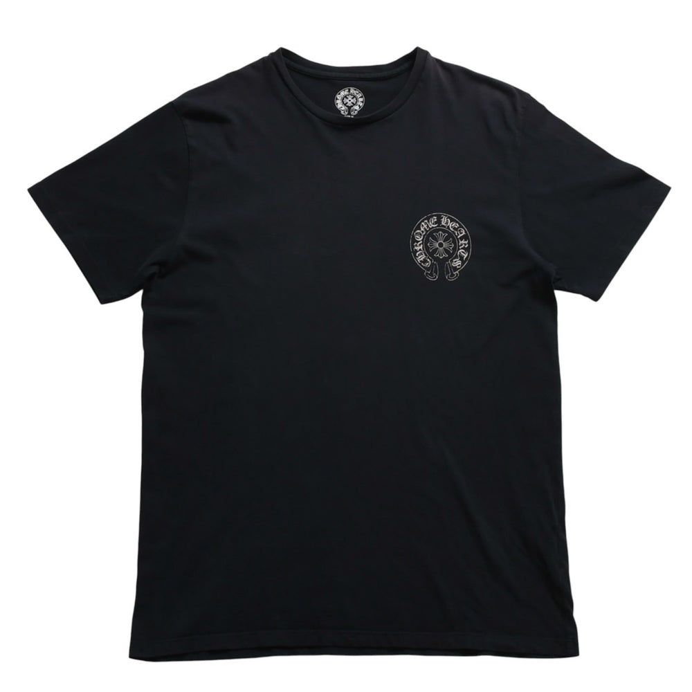 CHROME HEARTS クロムハーツ ホースシュー CHプラス 半袖Tシャツ ネイビー スクロールラベル Mサイズ カットソー 美品 中古 4a003852