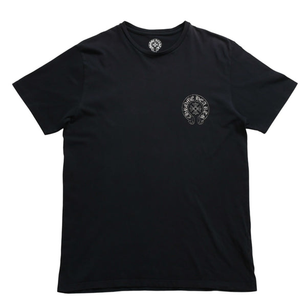 CHROME HEARTS クロムハーツ ホースシュー CHプラス 半袖Tシャツ ネイビー スクロールラベル Mサイズ カットソー 美品 中古 4a003852