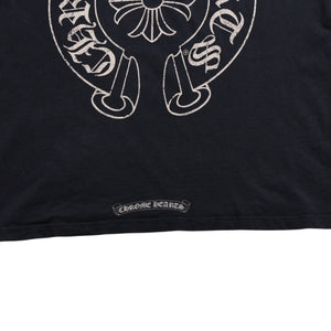 CHROME HEARTS クロムハーツ ホースシュー CHプラス 半袖Tシャツ ネイビー スクロールラベル Mサイズ カットソー 美品 中古 4a003852