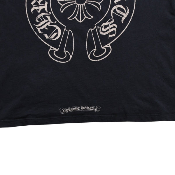 CHROME HEARTS クロムハーツ ホースシュー CHプラス 半袖Tシャツ ネイビー スクロールラベル Mサイズ カットソー 美品 中古 4a003852